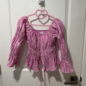 Lovers + Friends Lilac Ruched Blouse